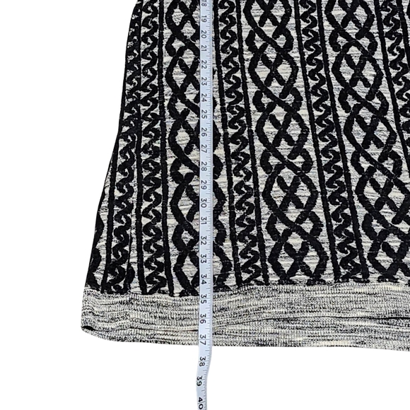 ANTHROPOLOGIE MOTH Black White Wool Blend 3/4 Sleeve Geometric Midi Dress Medium - Picture 12 of 16